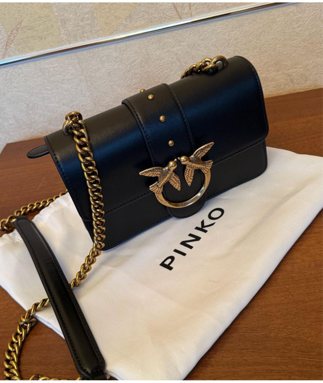 PINKO Черная кожаная сумка через плечо, фото 7