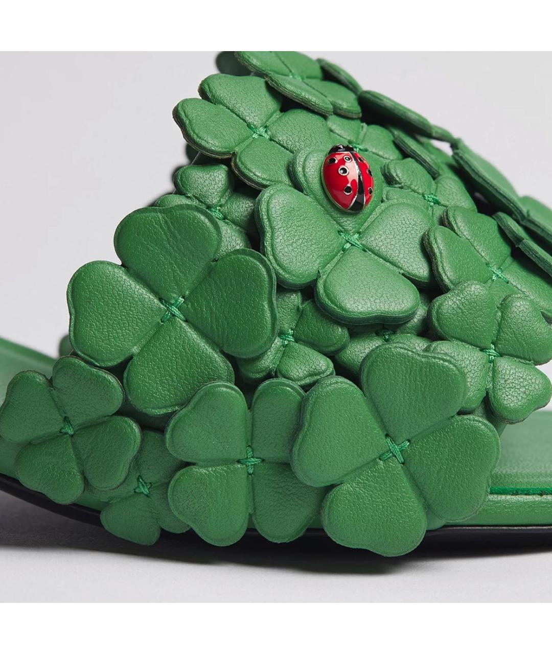 CHRISTIAN DIOR Зеленые кожаные мюли, фото 3