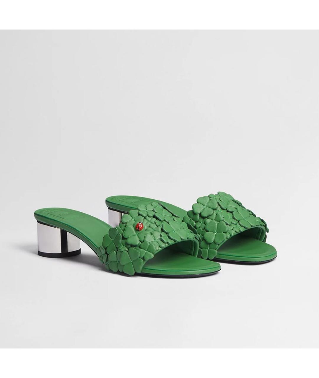 CHRISTIAN DIOR Зеленые кожаные мюли, фото 2