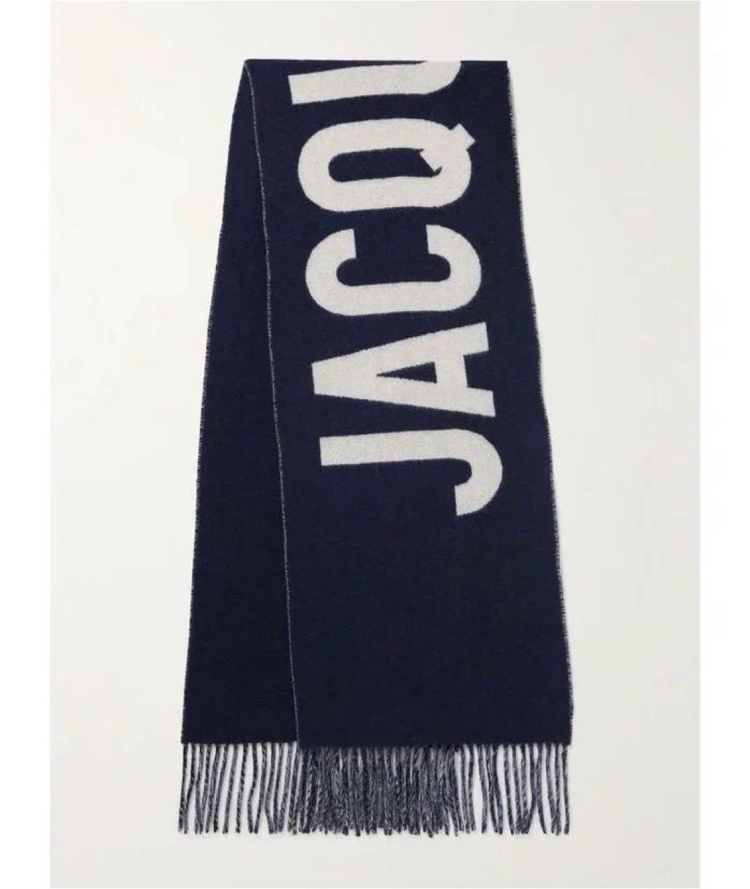 JACQUEMUS Темно-синий шерстяной шарф, фото 2