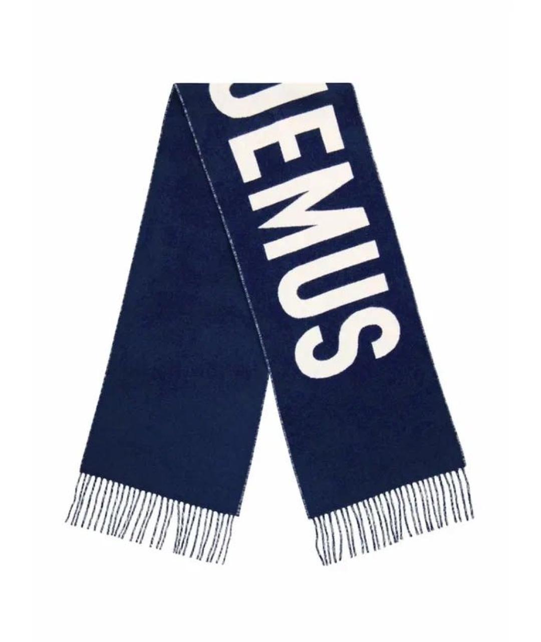 JACQUEMUS Темно-синий шерстяной шарф, фото 1