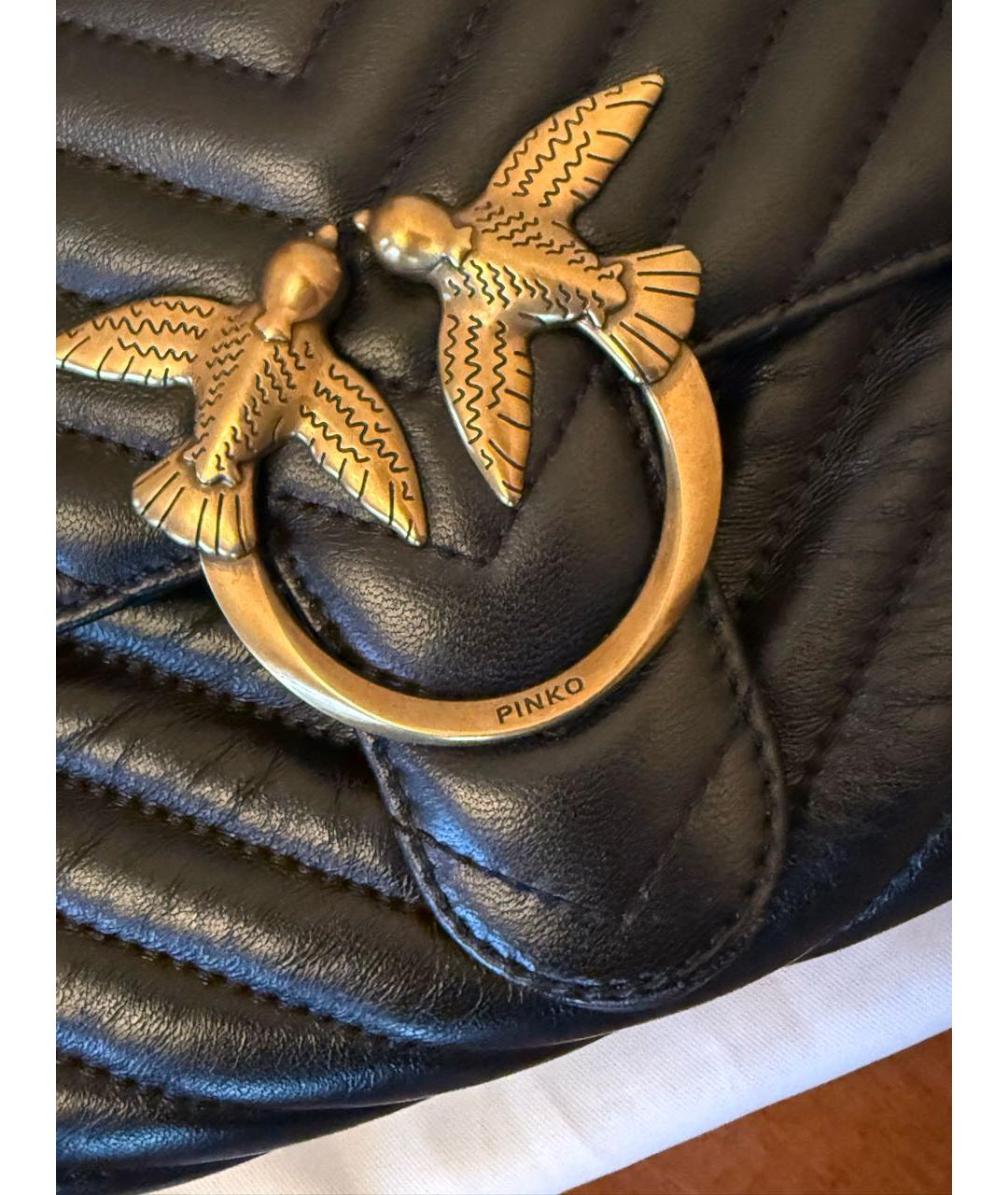 PINKO Черная кожаная сумка через плечо, фото 2