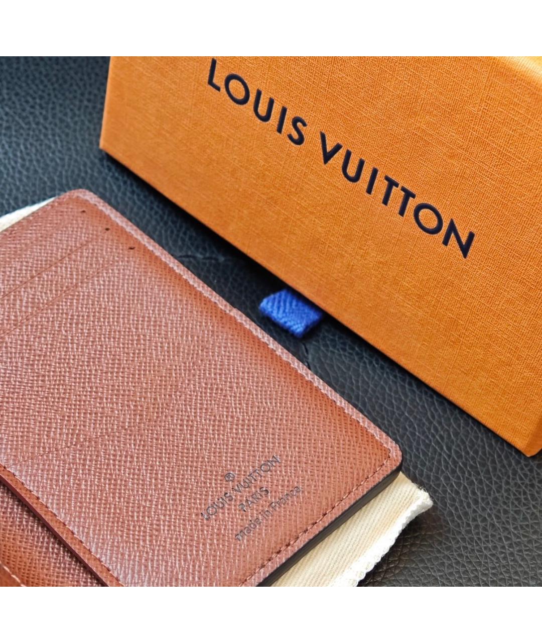 LOUIS VUITTON Коричневый кожаный кошелек, фото 5