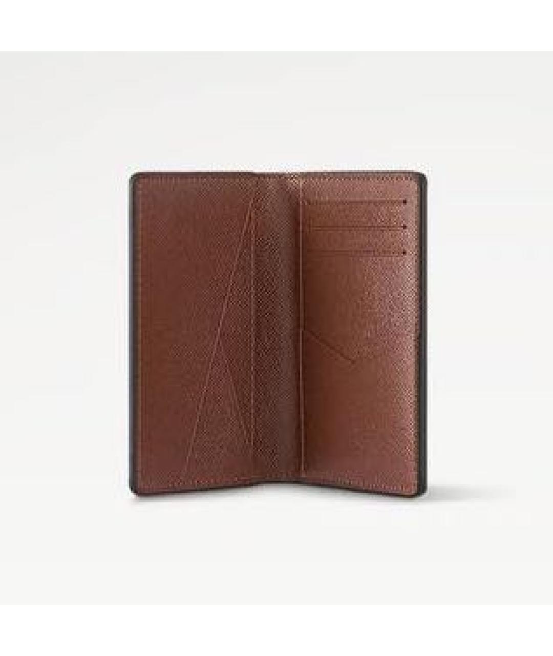 LOUIS VUITTON Коричневый кожаный кошелек, фото 2