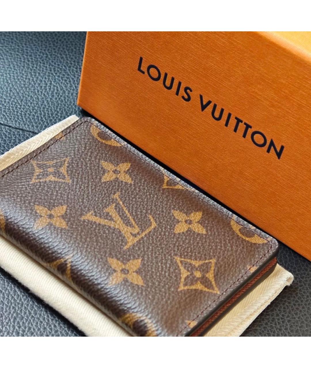 LOUIS VUITTON Коричневый кожаный кошелек, фото 4