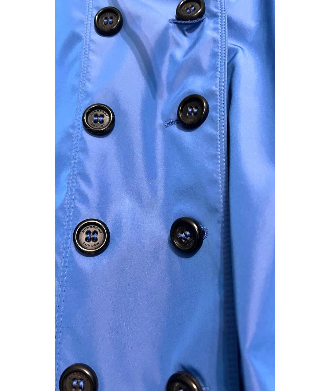 BURBERRY Синий полиэстеровый тренч/плащ, фото 4