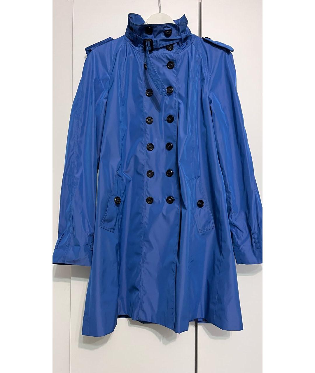 BURBERRY Синий полиэстеровый тренч/плащ, фото 8