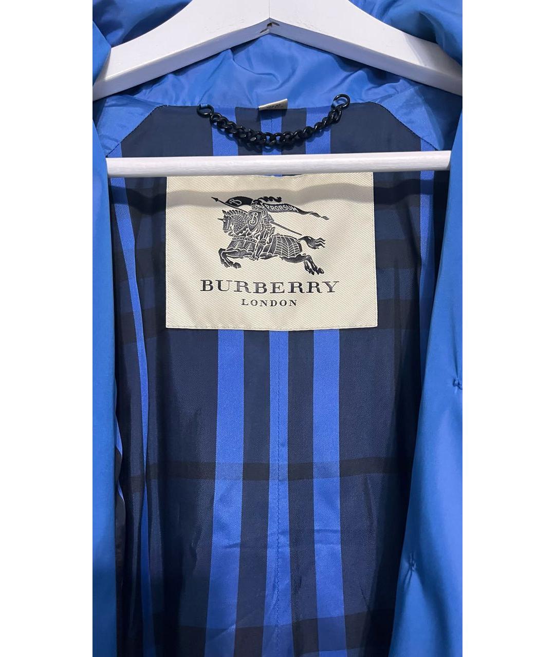 BURBERRY Синий полиэстеровый тренч/плащ, фото 3