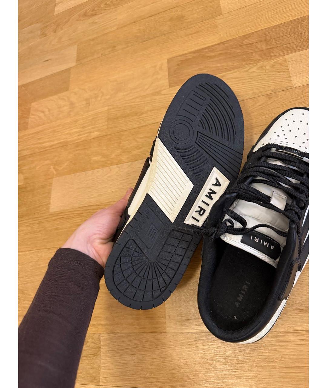 AMIRI Черные кожаные низкие кроссовки / кеды, фото 5