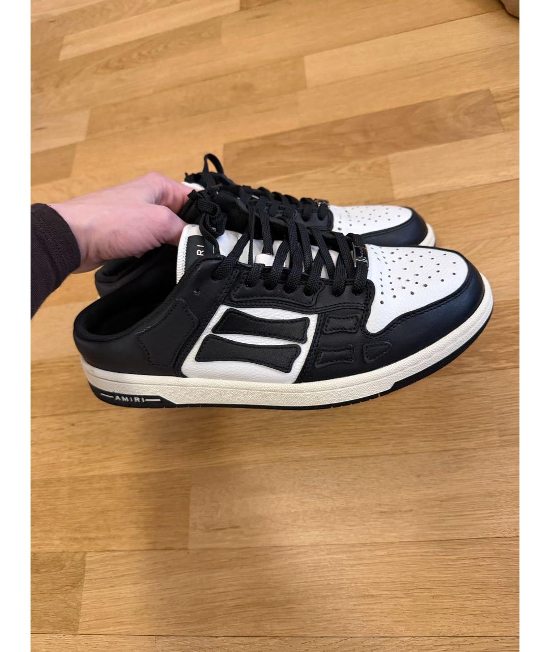 AMIRI Черные кожаные низкие кроссовки / кеды, фото 4