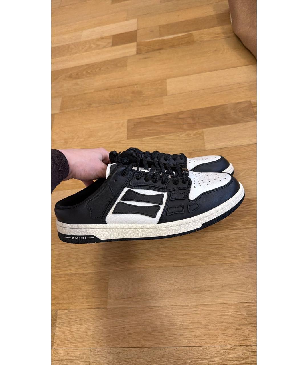 AMIRI Черные кожаные низкие кроссовки / кеды, фото 6