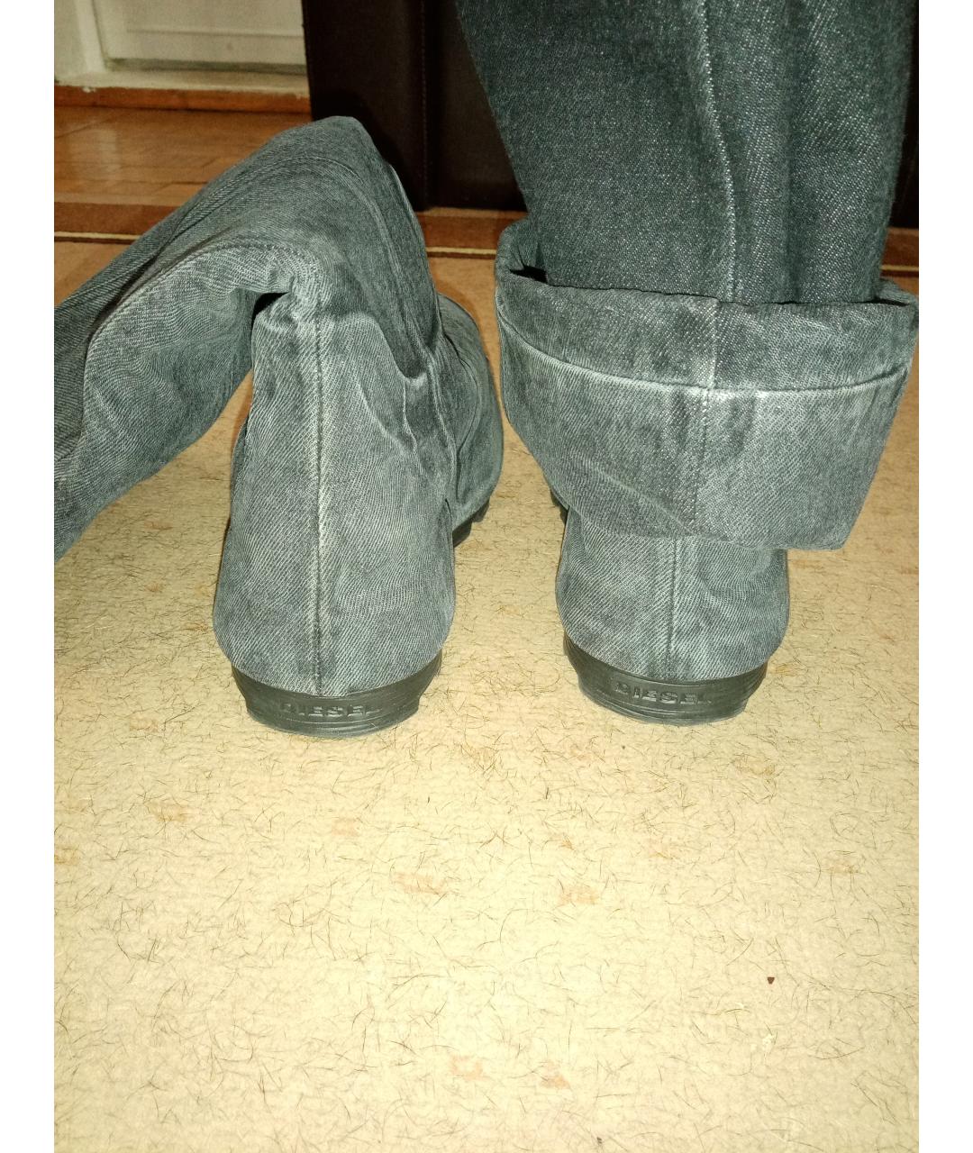 DIESEL Антрацитовые текстильные высокие ботинки, фото 4