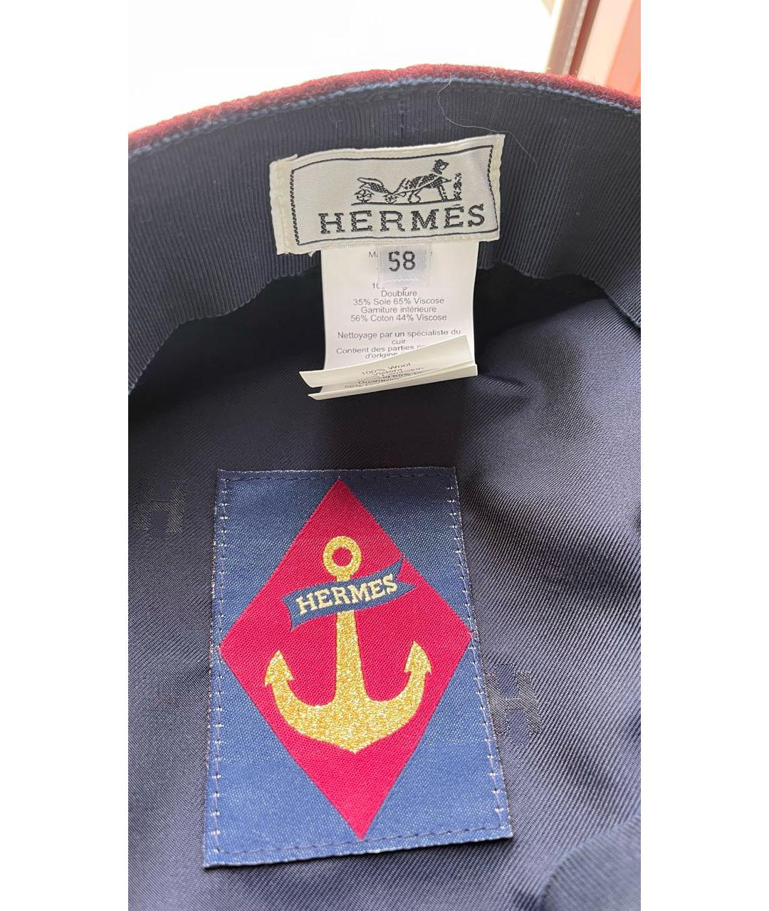 HERMES Бордовая шерстяная кепка, фото 4