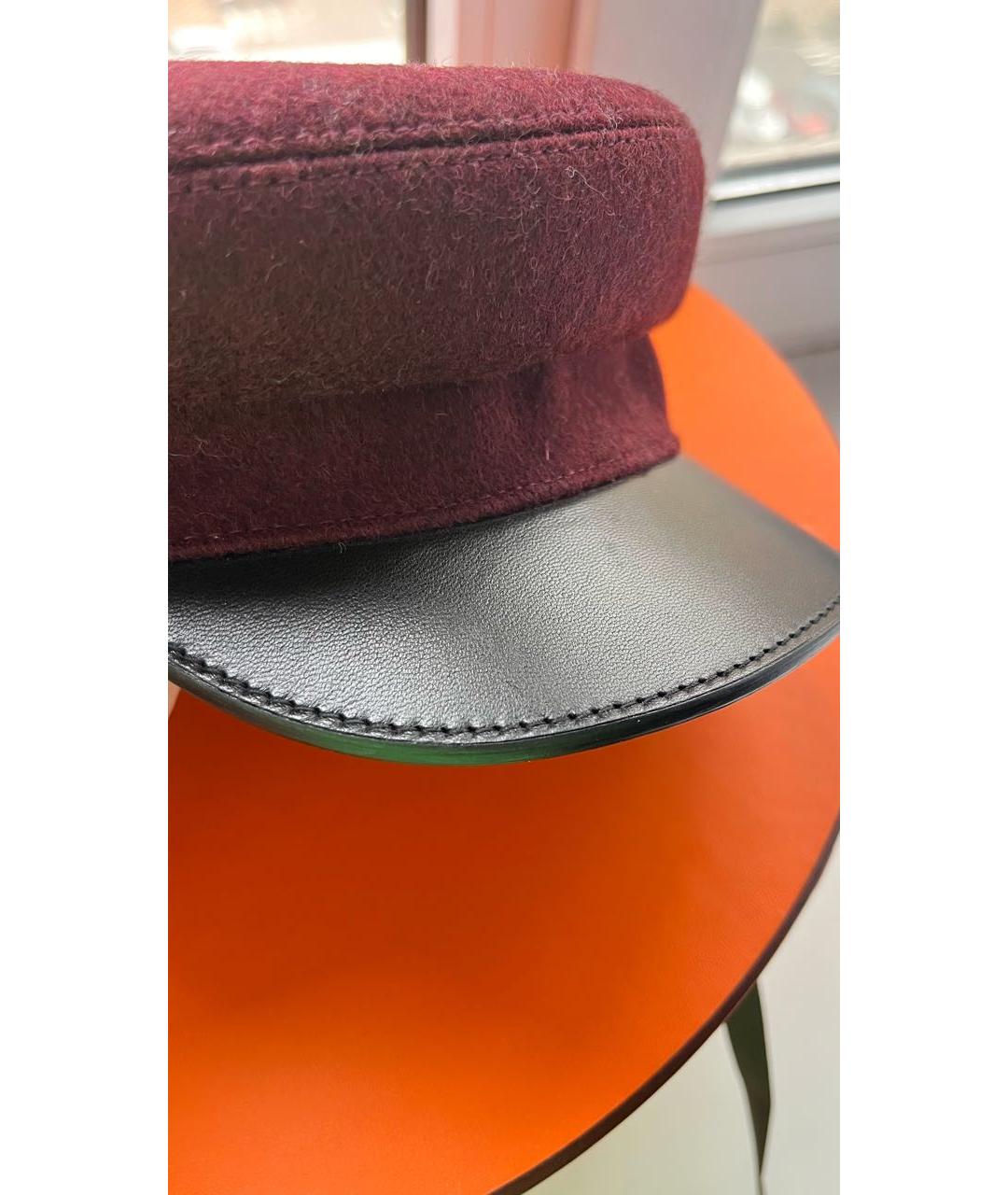 HERMES Бордовая шерстяная кепка, фото 3