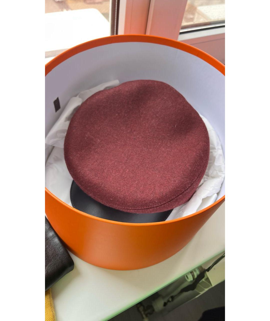 HERMES Бордовая шерстяная кепка, фото 2