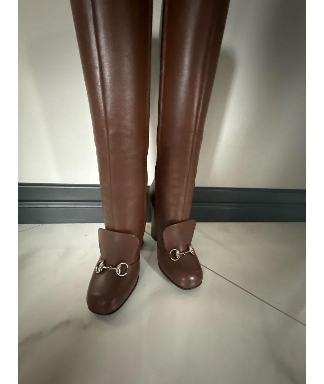 GUCCI Коричневые кожаные сапоги, фото 4