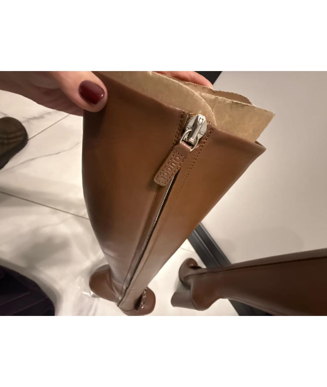 GUCCI Коричневые кожаные сапоги, фото 6