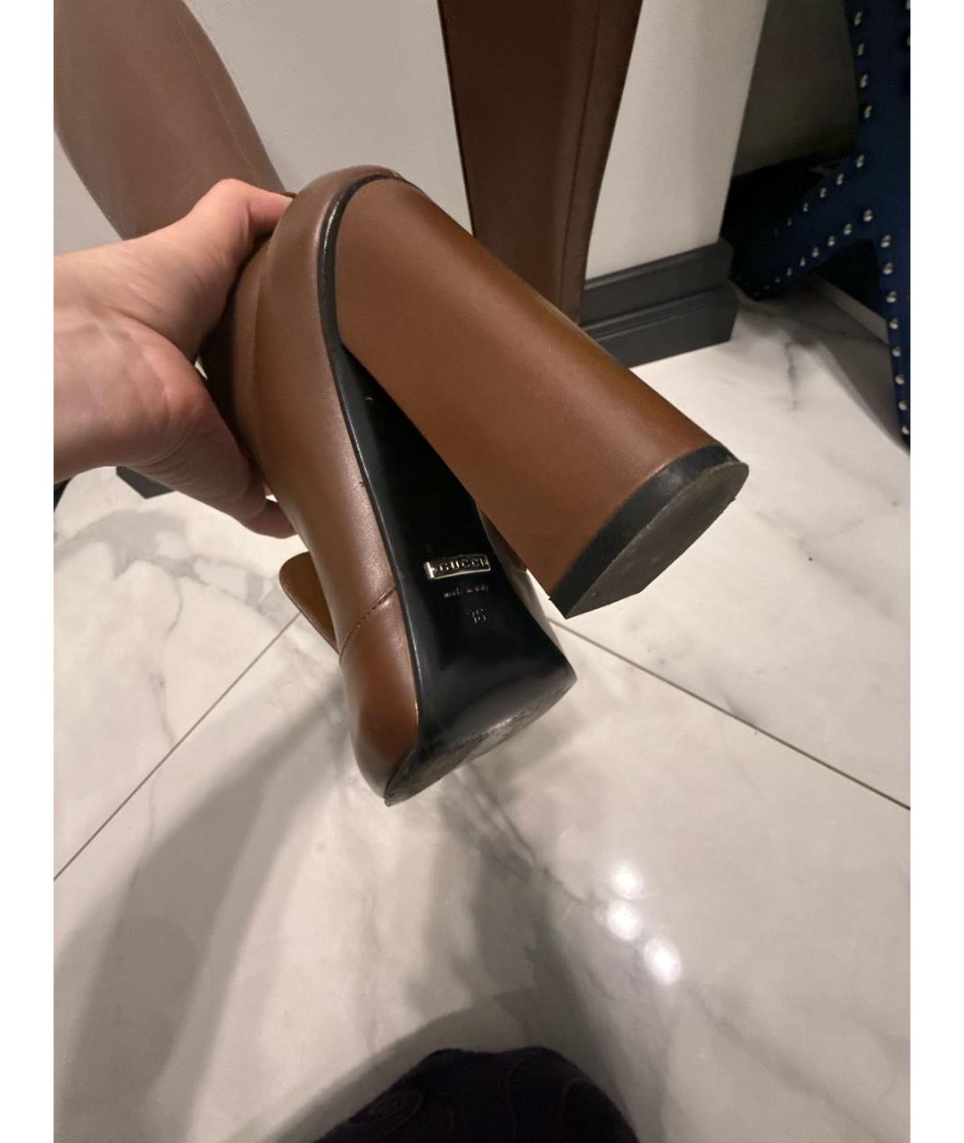 GUCCI Коричневые кожаные сапоги, фото 5