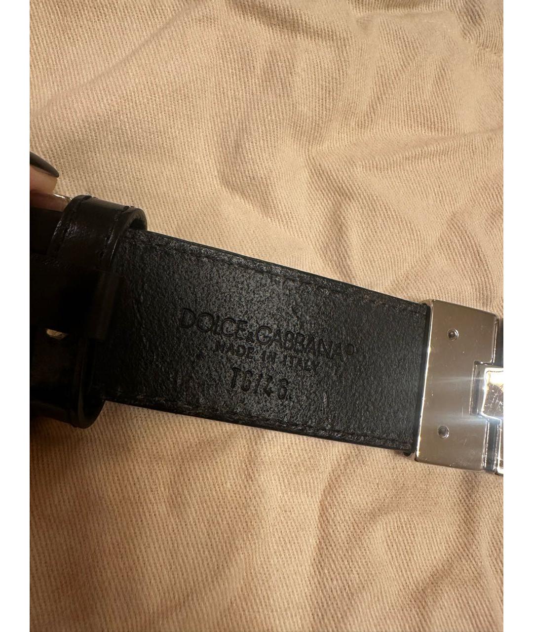 DOLCE&GABBANA Черный кожаный ремень, фото 3