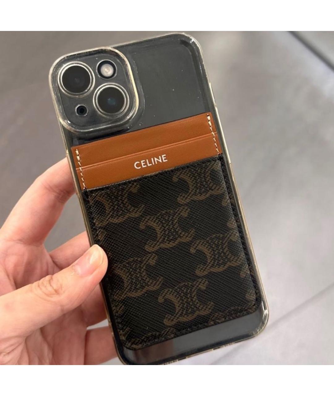 CELINE Коричневый кожаный кардхолдер, фото 5