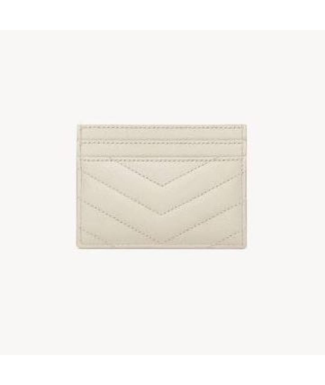 SAINT LAURENT Белый кожаный кардхолдер, фото 2