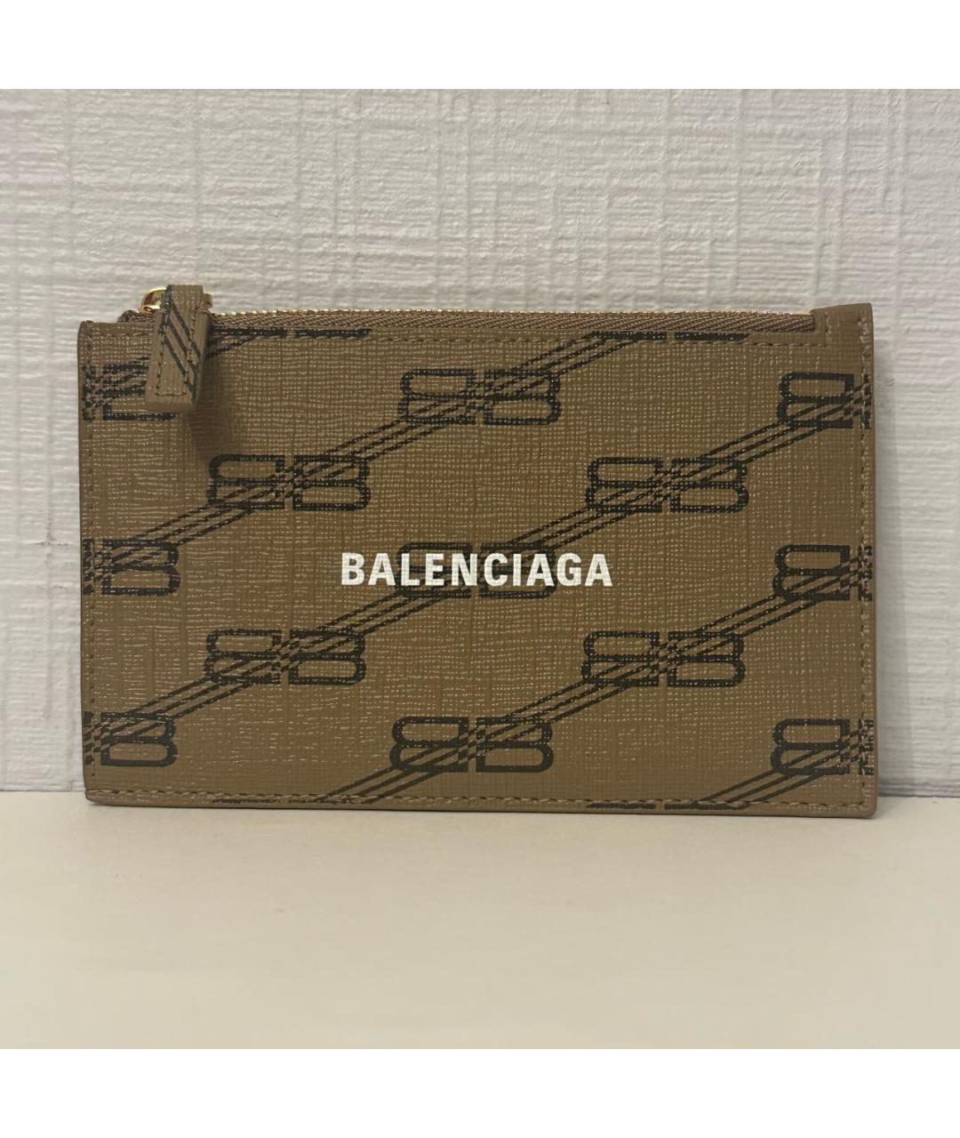 BALENCIAGA Бежевый кожаный кардхолдер, фото 8