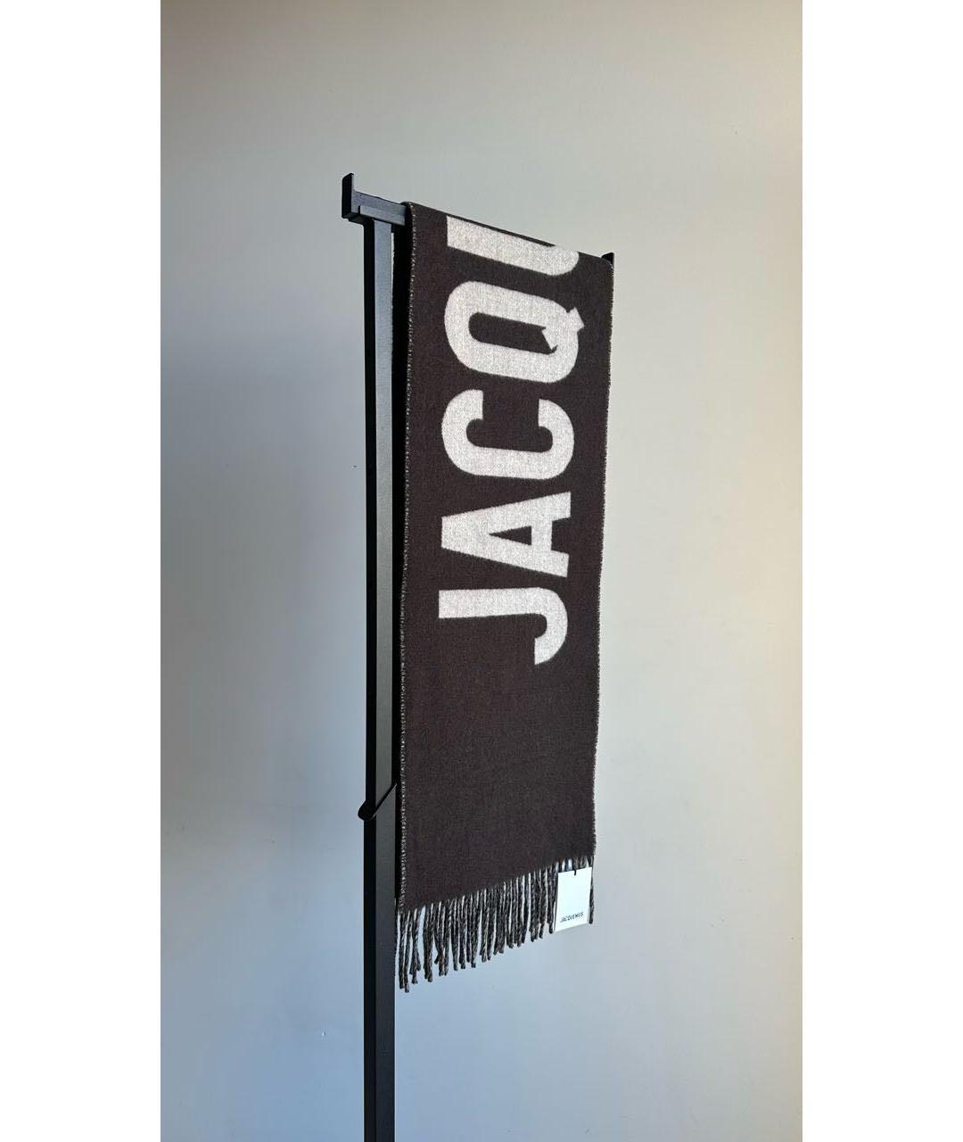 JACQUEMUS Коричневый шерстяной шарф, фото 2