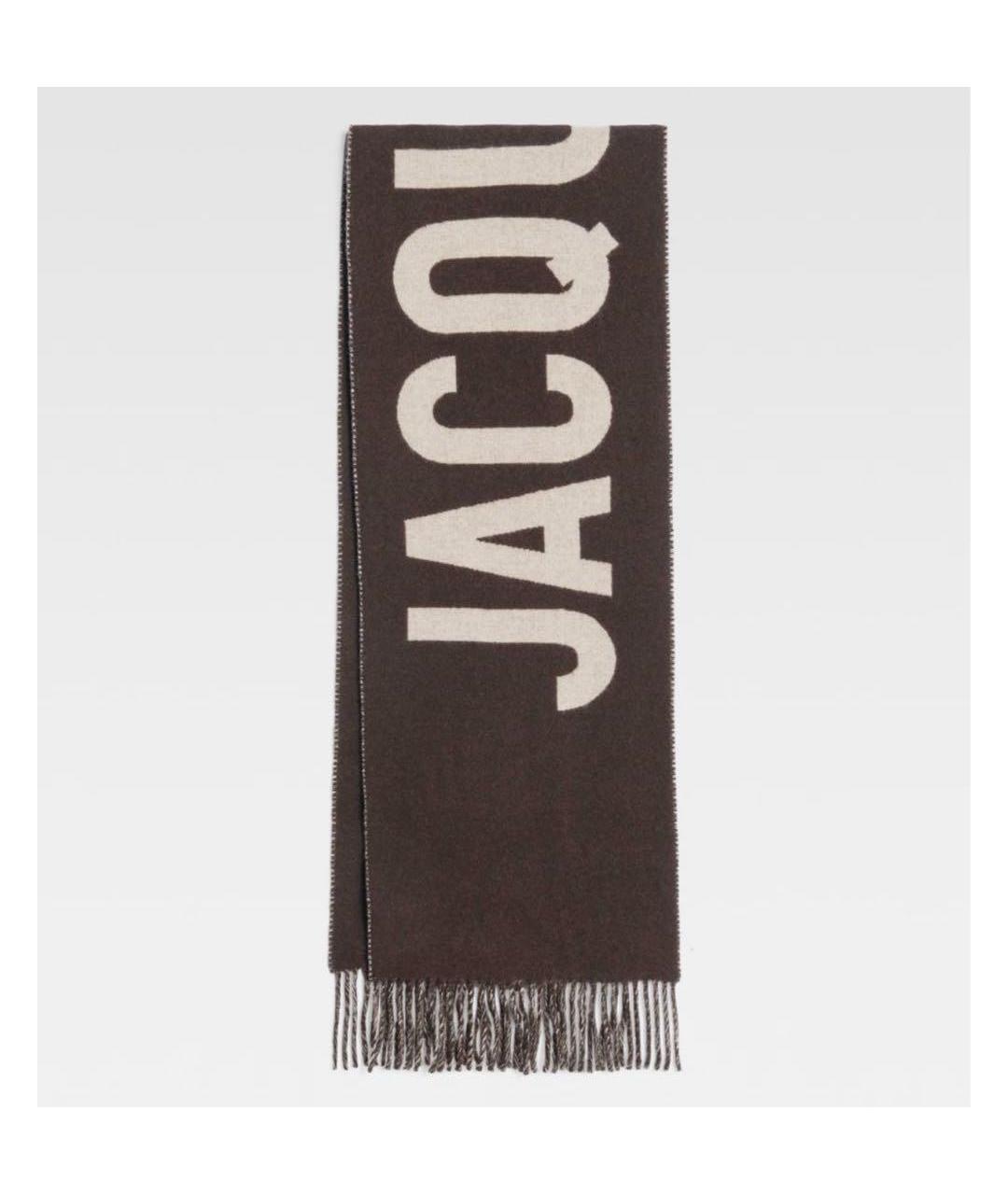 JACQUEMUS Коричневый шерстяной шарф, фото 3