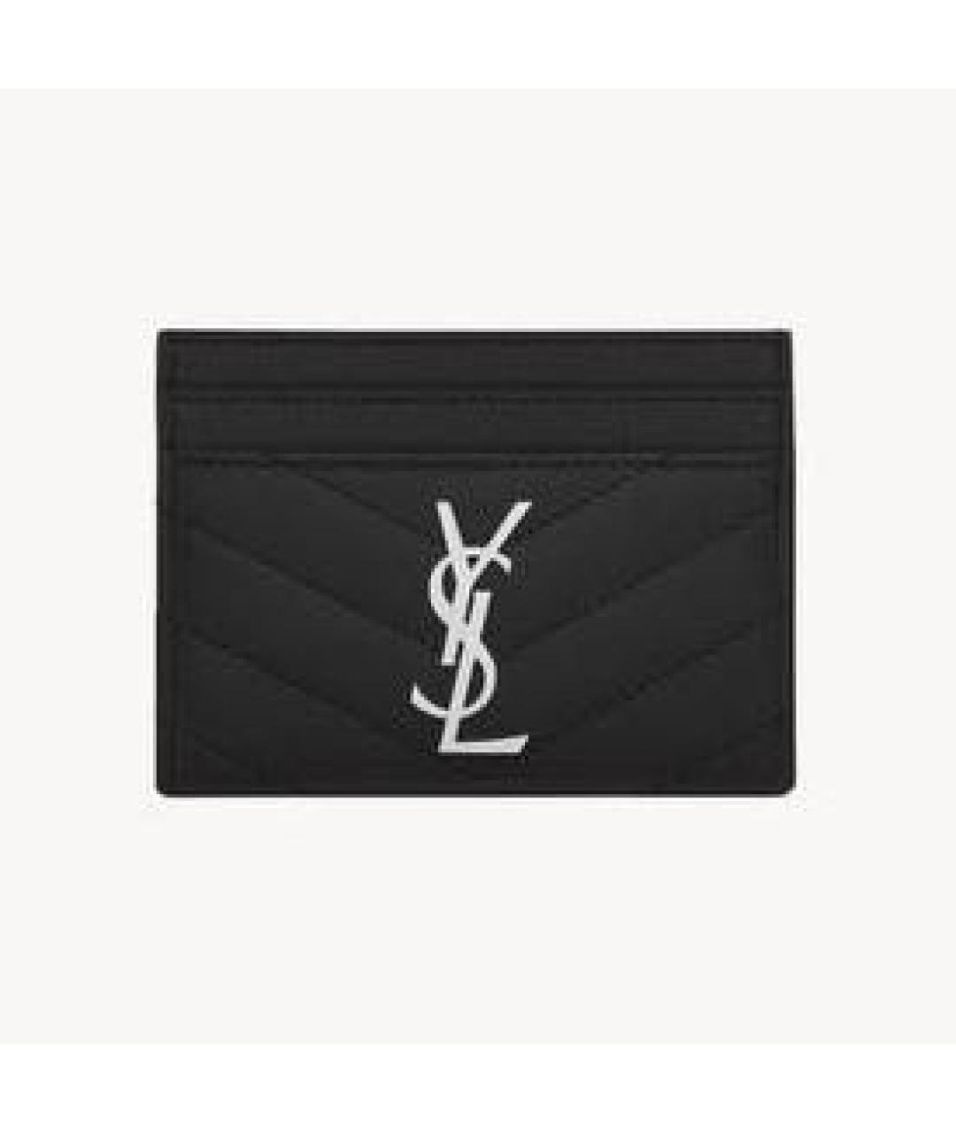 SAINT LAURENT Черный кожаный кардхолдер, фото 4