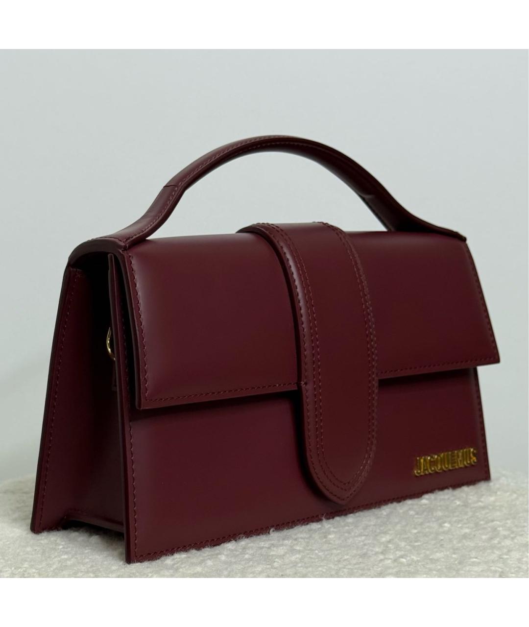 JACQUEMUS Бордовая кожаная сумка с короткими ручками, фото 2