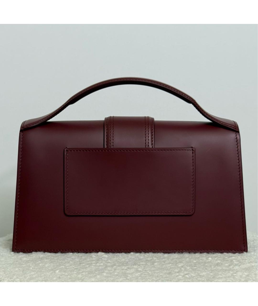 JACQUEMUS Бордовая кожаная сумка с короткими ручками, фото 3