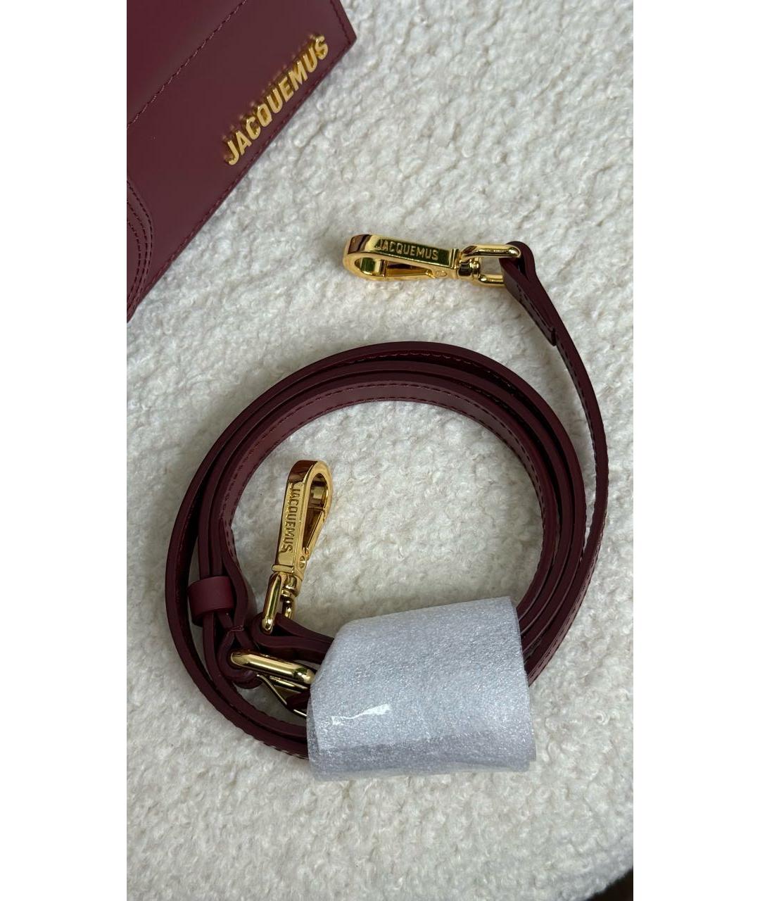 JACQUEMUS Бордовая кожаная сумка с короткими ручками, фото 8