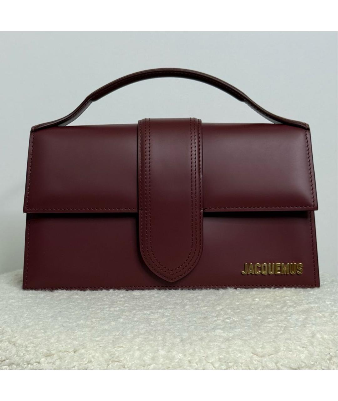 JACQUEMUS Бордовая кожаная сумка с короткими ручками, фото 9