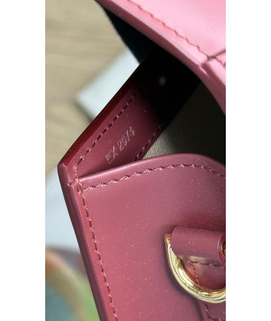 JACQUEMUS Бордовая кожаная сумка с короткими ручками, фото 7