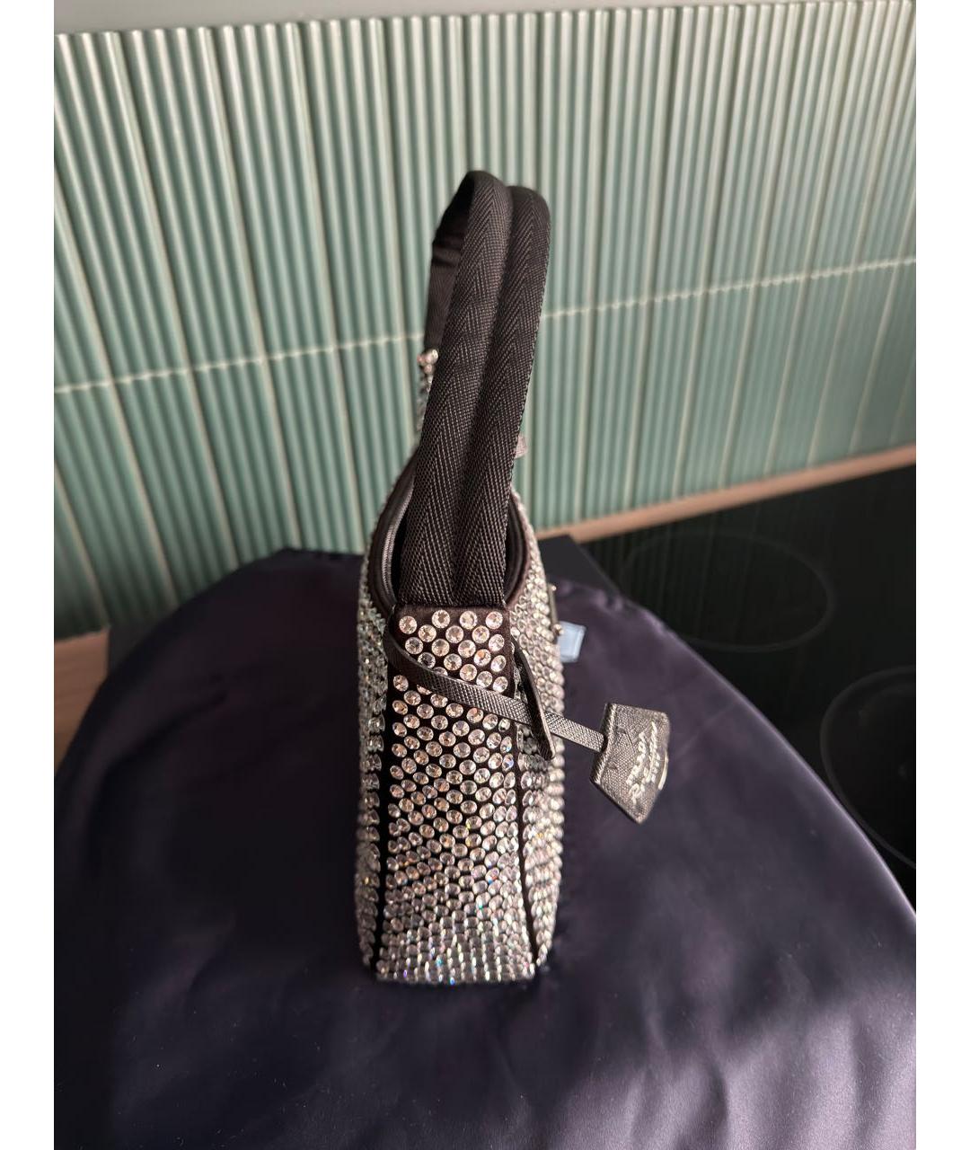 PRADA Черная тканевая сумка с короткими ручками, фото 2