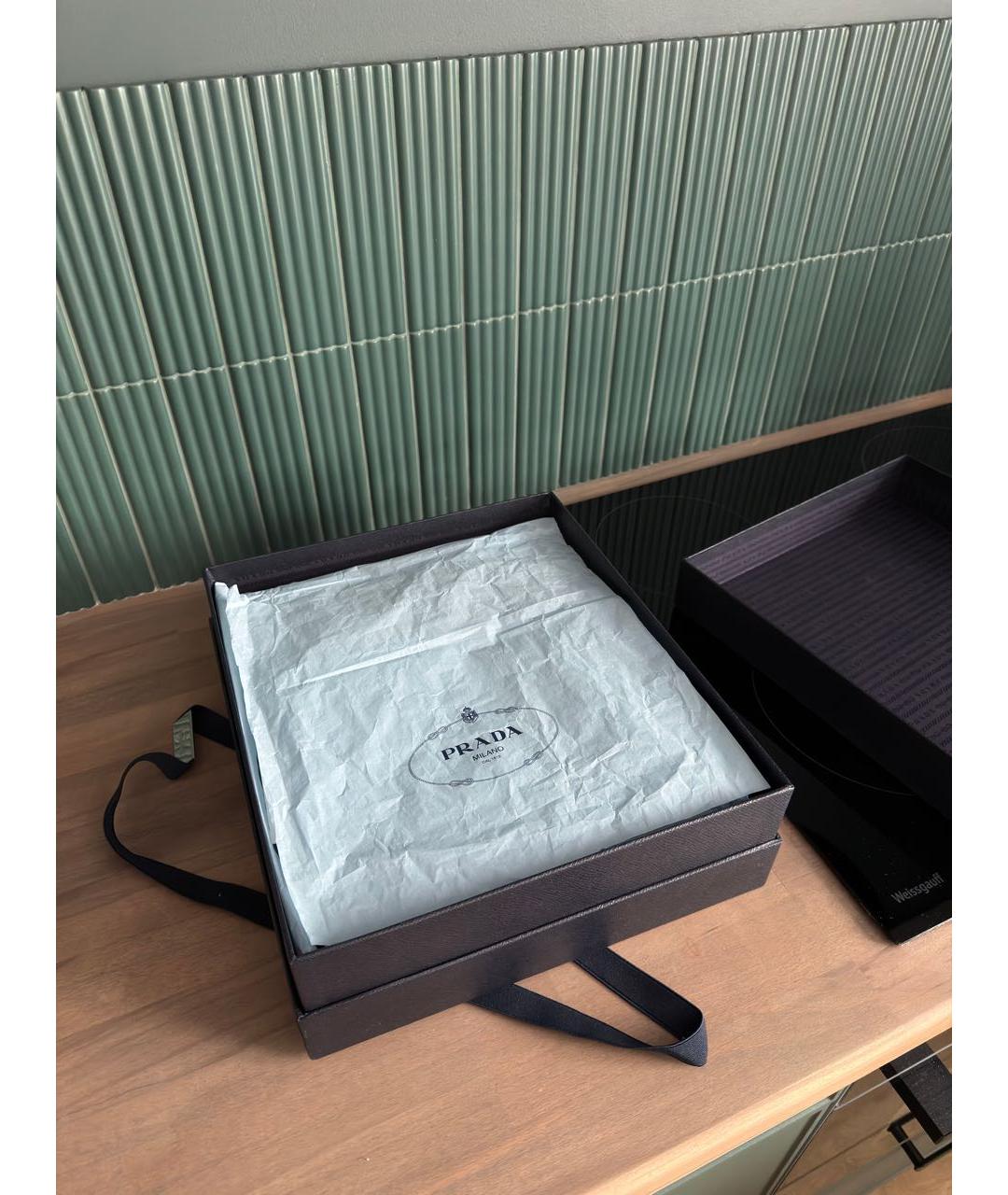 PRADA Черная тканевая сумка с короткими ручками, фото 5