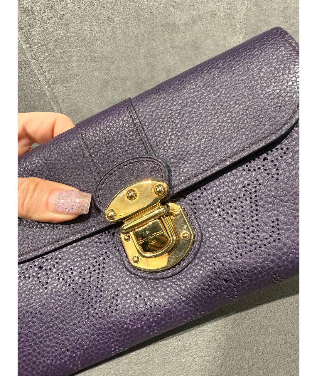LOUIS VUITTON Фиолетовый кожаный кошелек, фото 5