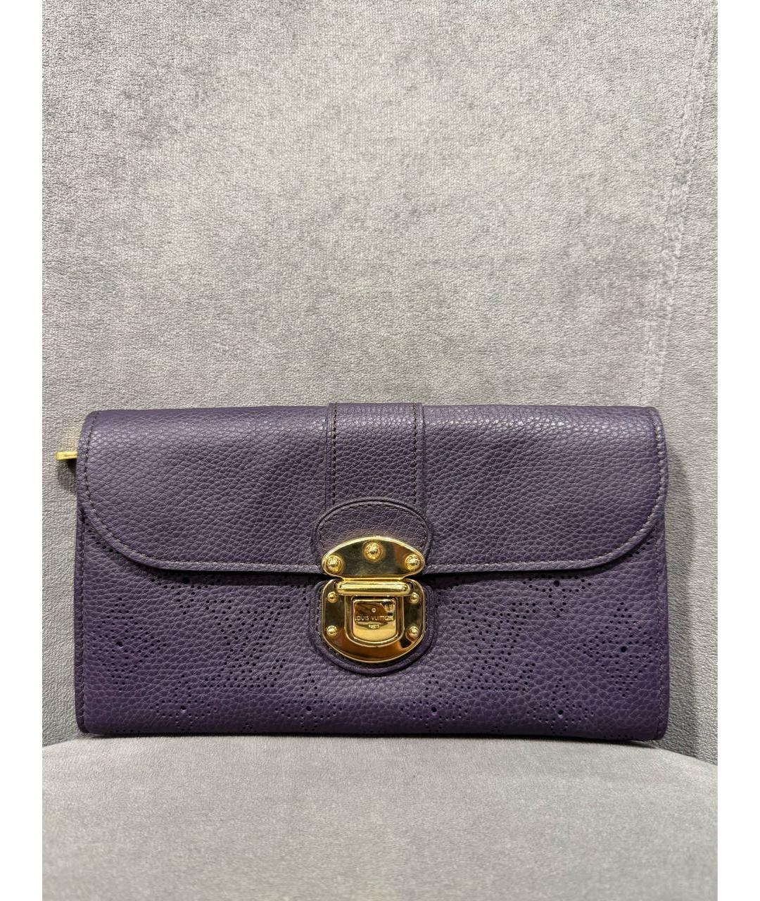 LOUIS VUITTON Фиолетовый кожаный кошелек, фото 8