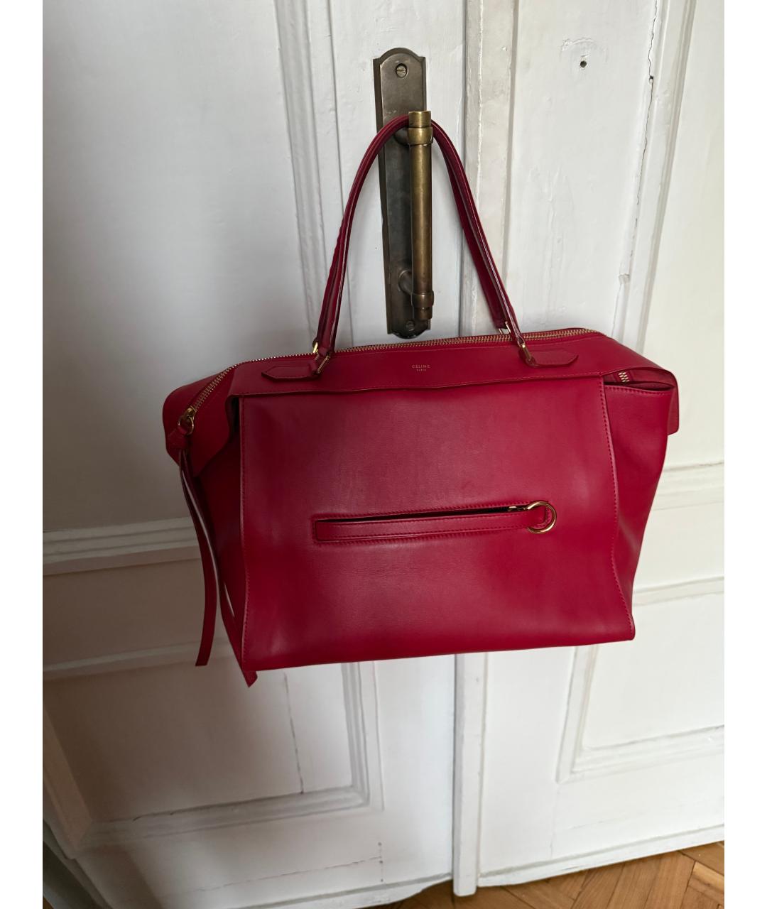 CELINE Красная сумка тоут из искусственной кожи, фото 5