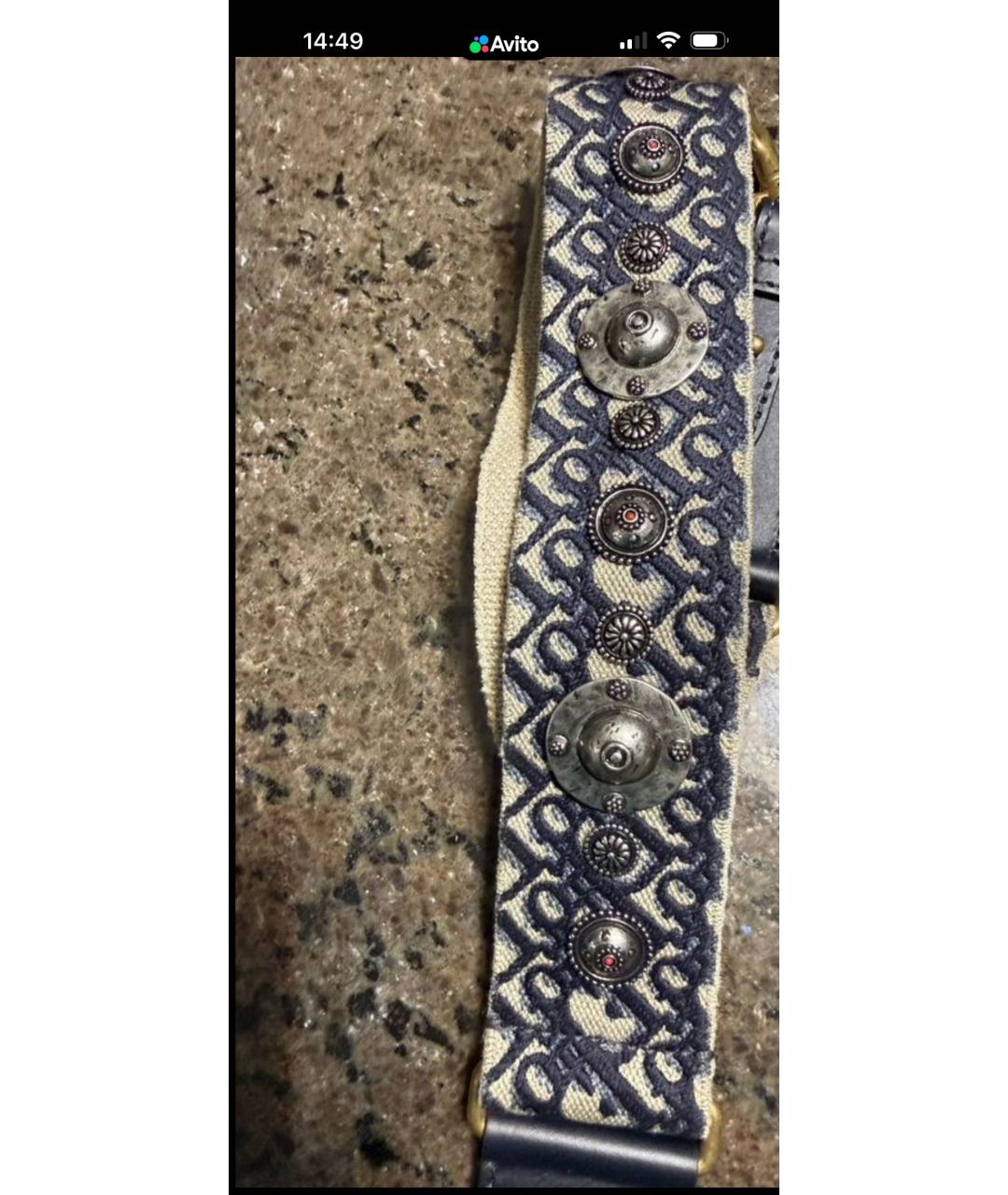 CHRISTIAN DIOR Темно-синий кожаный ремень, фото 4