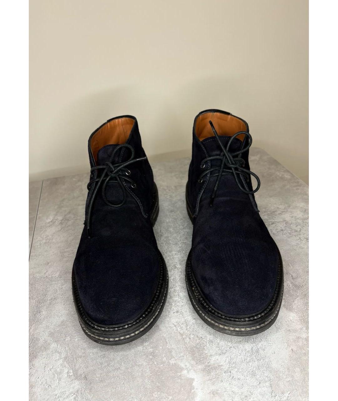 SANTONI Темно-синие замшевые высокие ботинки, фото 2