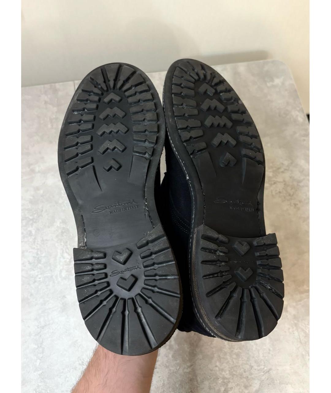 SANTONI Темно-синие замшевые высокие ботинки, фото 6