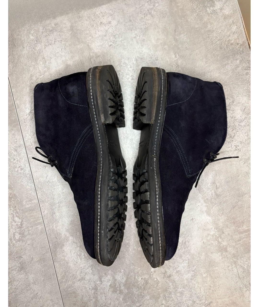 SANTONI Темно-синие замшевые высокие ботинки, фото 3