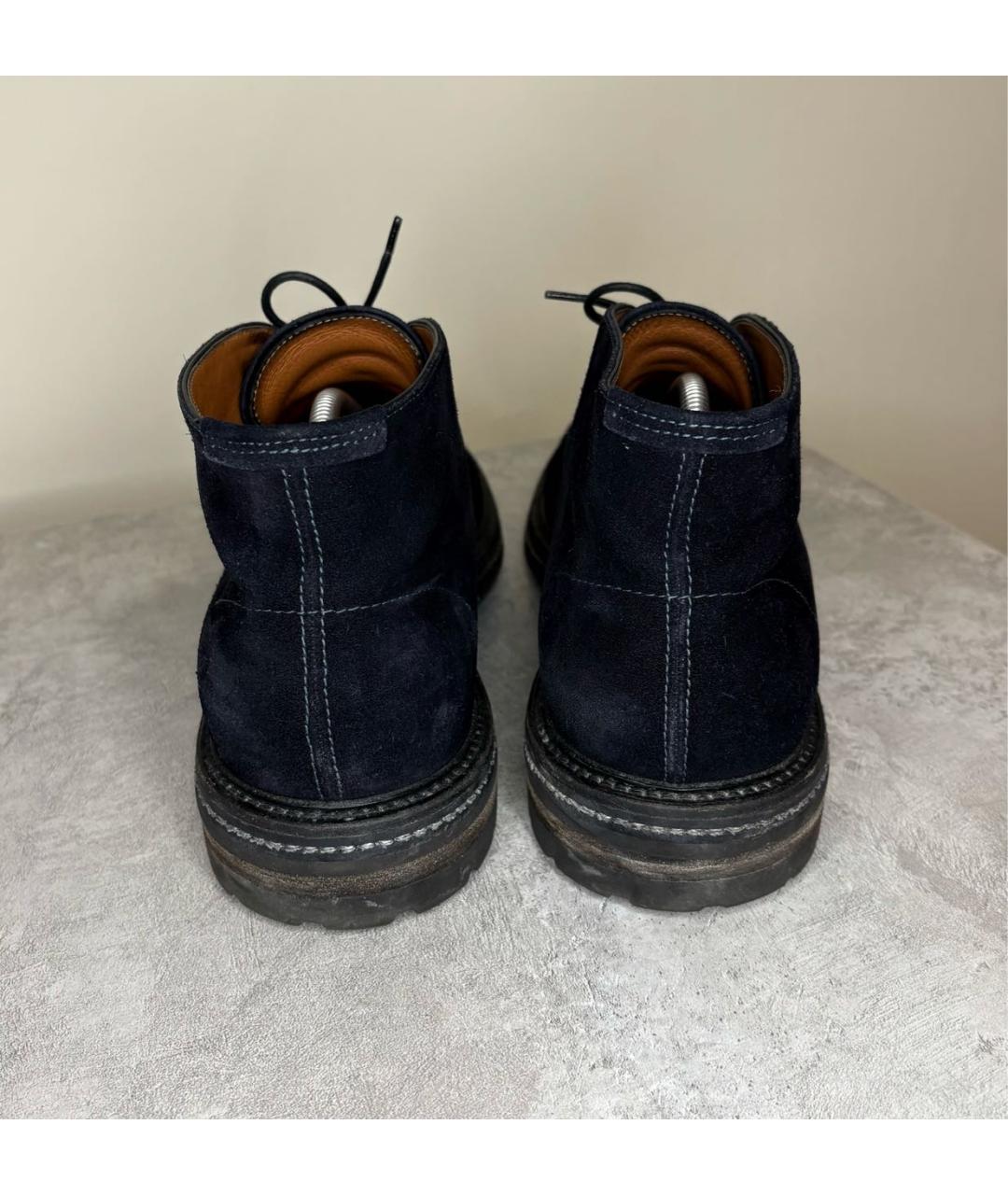 SANTONI Темно-синие замшевые высокие ботинки, фото 5
