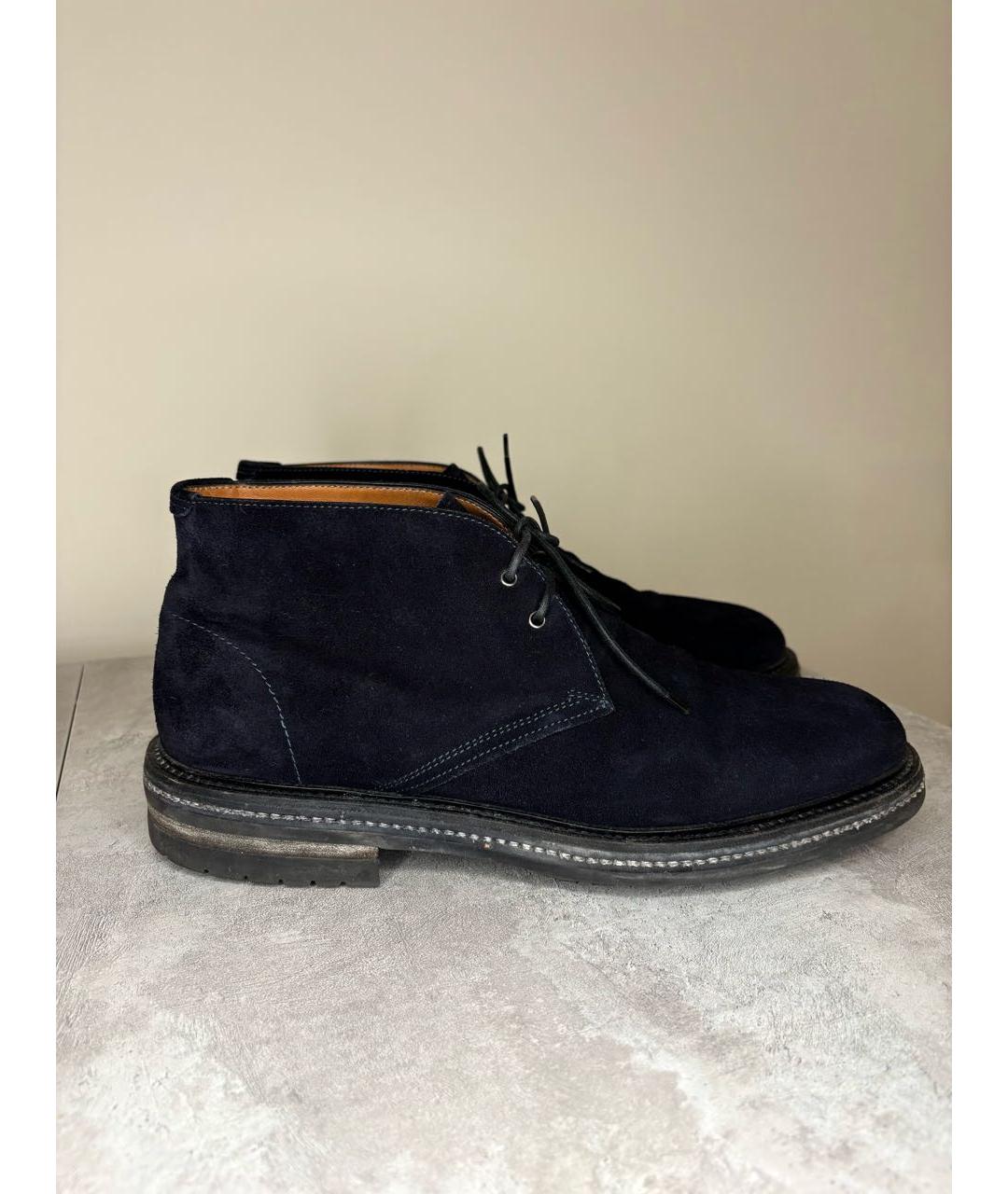 SANTONI Темно-синие замшевые высокие ботинки, фото 9