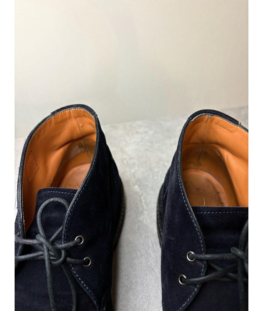 SANTONI Темно-синие замшевые высокие ботинки, фото 7