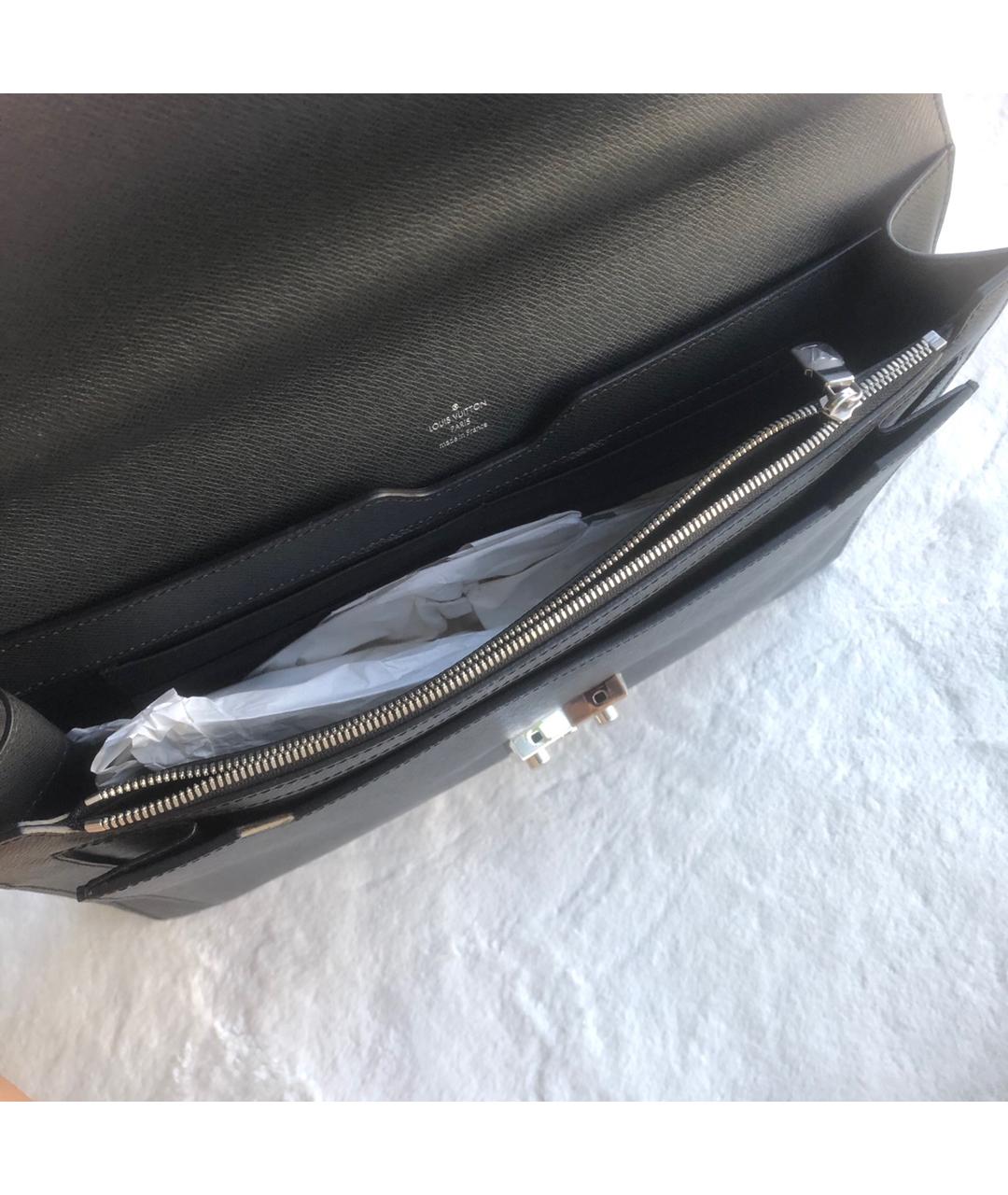 LOUIS VUITTON Черный кожаный портфель, фото 4