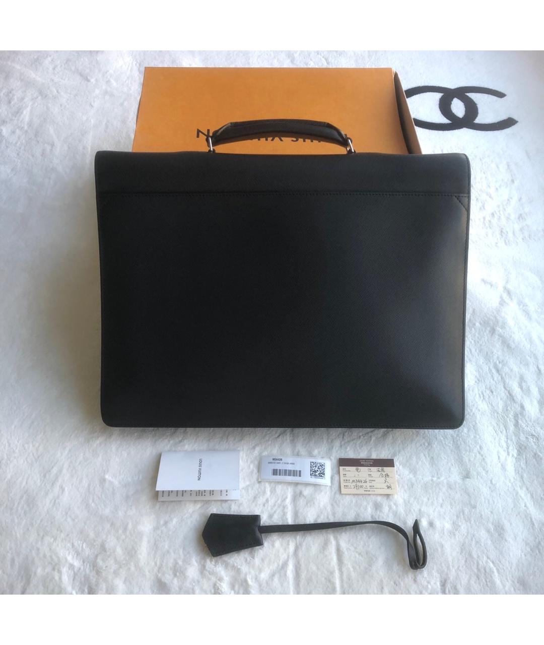 LOUIS VUITTON Черный кожаный портфель, фото 2