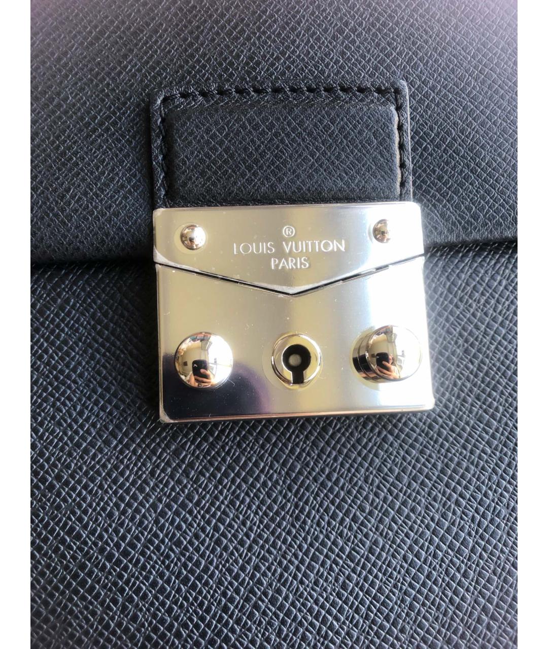 LOUIS VUITTON Черный кожаный портфель, фото 6