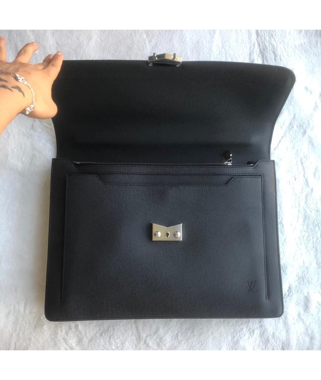 LOUIS VUITTON Черный кожаный портфель, фото 3
